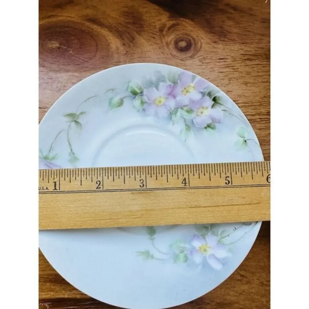 Vintage Hand Painted Pink‎ Flowers Tea Cup & Saucer Set No Marks See Photo S